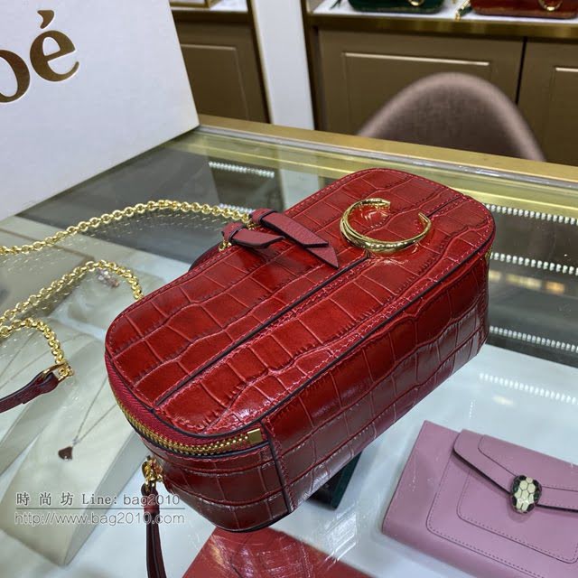 Chloe女包 克洛伊經典C Bag鱷魚壓紋鏈條相機包 Chole手提肩背斜挎包  jjh1230